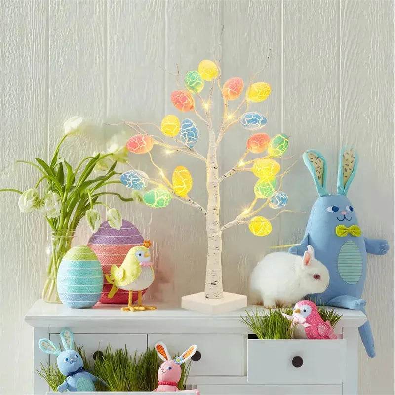 Easter Decoration 60cm Birch Tree Home Easter Egg LED Light Gift Spring Party Tabletop Ornaments Light Easter Party Kids Gifts - EX-STOCK Canada
