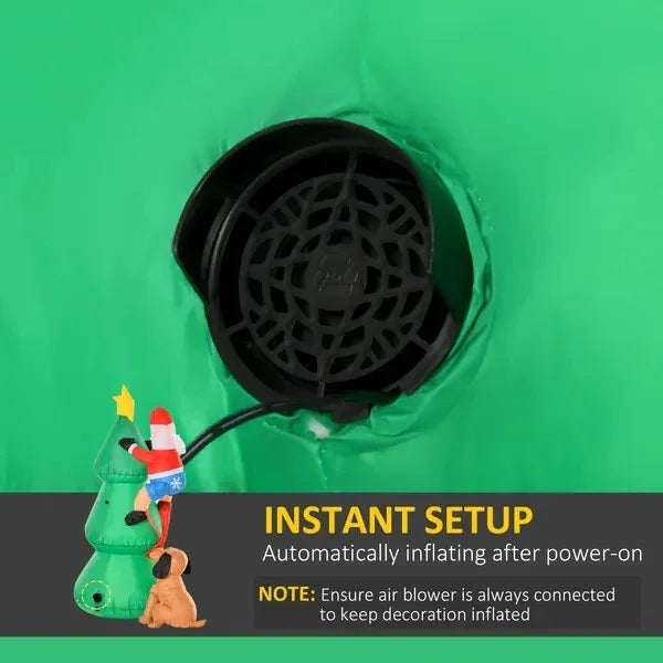 5.9ft Inflatable Christmas Tree, Santa Claus, Dog, LED Lights, Indoor, Outdoor, Home, Garden, Lawn, Decoration EX-STOCK Canada