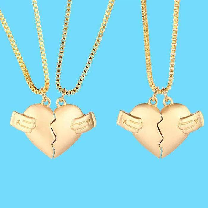 Creative Magnet Love Necklace 2pcs Heart-broken Shape Necklace Men And Women Personalized Jewelry For Valentine's Day - EX-STOCK Canada