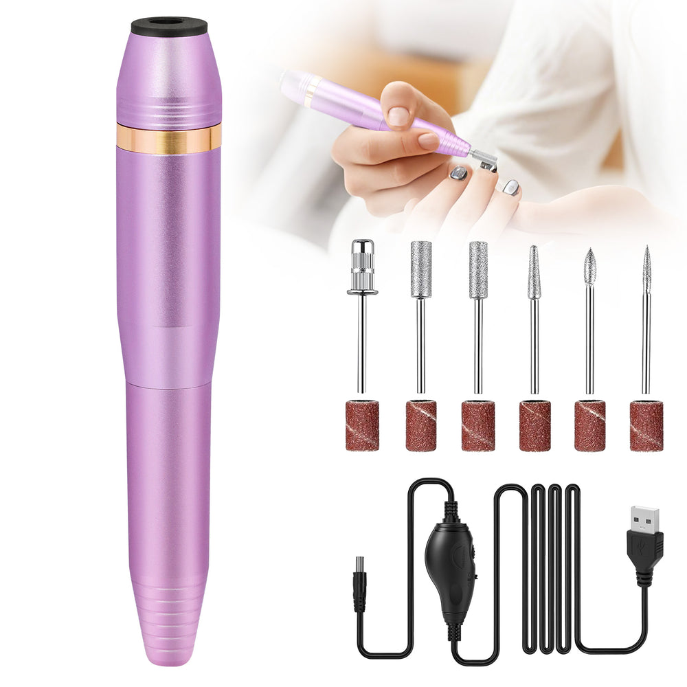 Perceuse à ongles électrique portable, kit de lime à ongles professionnel pour acide acrylique, gel pour ongles, coupe des ongles avec perceuse à ongles, bande abrasive pour pédicure, or roseEX-STOCK Canada
