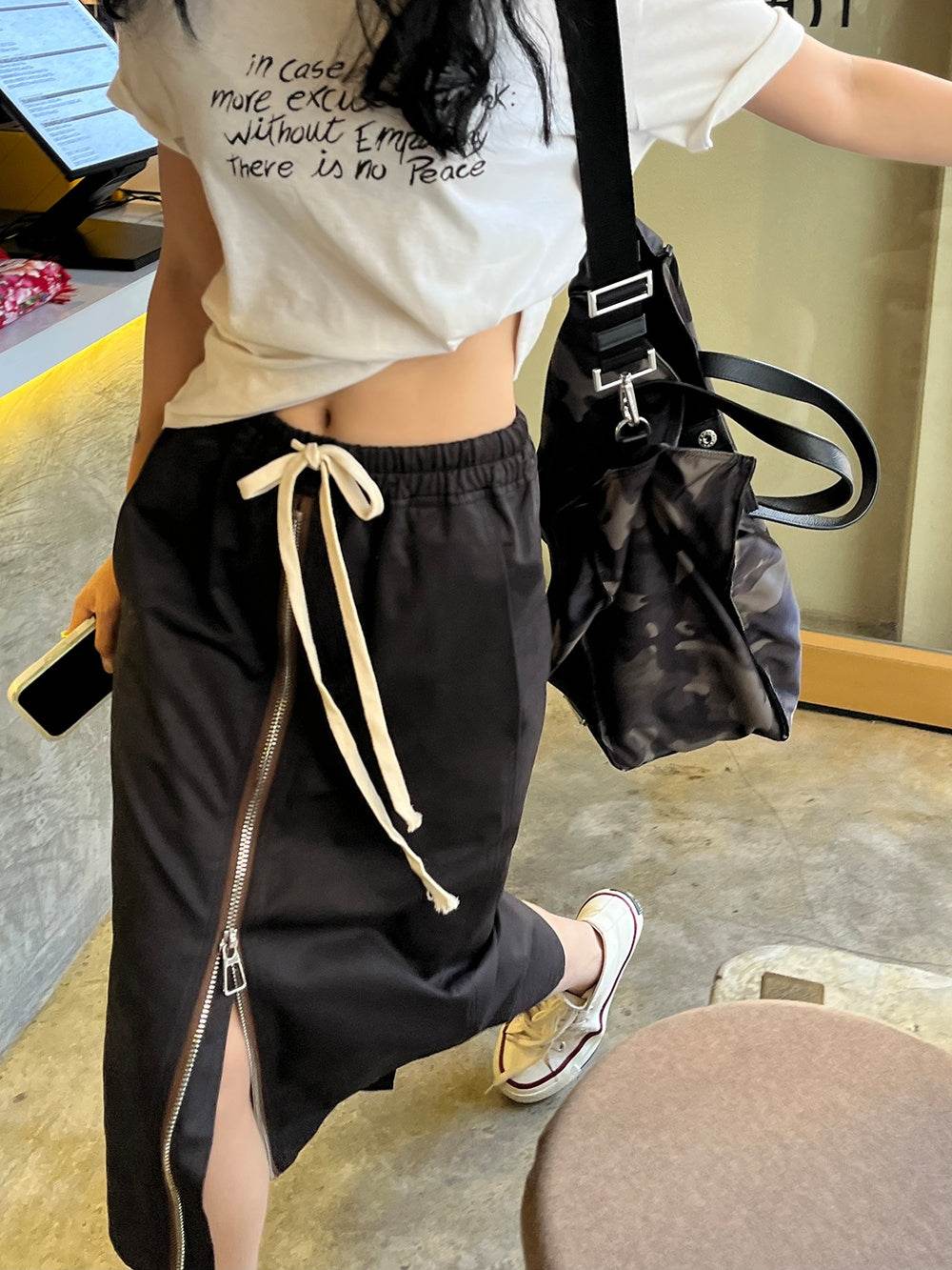 Women's Straight zip down Midi Pencil Skirt street style - EX-STOCK Canada