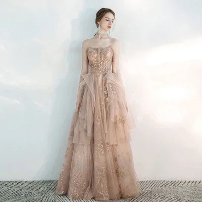 Toast Dress Female Wedding Bridesmaids Breast Wipe Long Skirt Dinner Annual Meeting Host EX-STOCK Canada