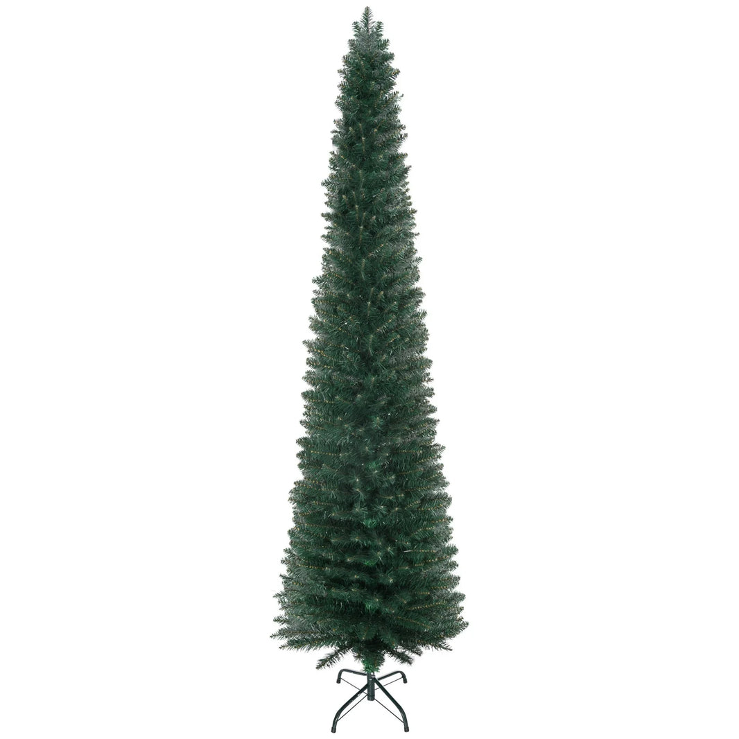 7FT Artificial Christmas Tree Xmas Pencil Tree Holiday Home Indoor Decoration With Foldable Black Stand For Party, Green EX-STOCK Canada