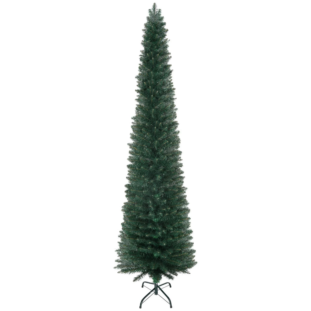 7FT Artificial Christmas Tree Xmas Pencil Tree Holiday Home Indoor Decoration With Foldable Black Stand For Party, Green EX-STOCK Canada