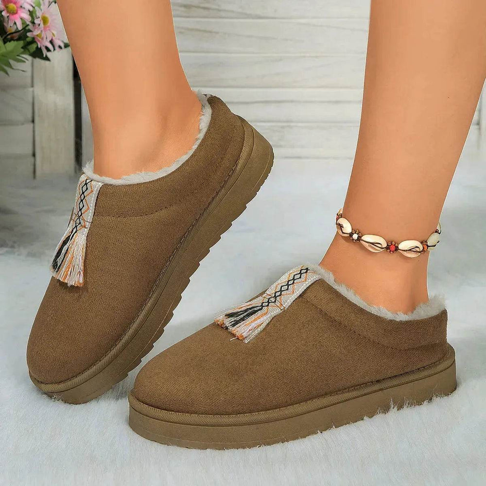 Winter Plush Home Slippers Fashion Round Toe Flat Suede Garden Shoes Indoor Warm Floor Bedroom Slipper For Women - EX-STOCK Canada