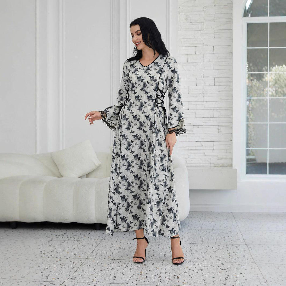 Fashion Printed Muslim Robe Abaiya Dress - EX-STOCK Canada