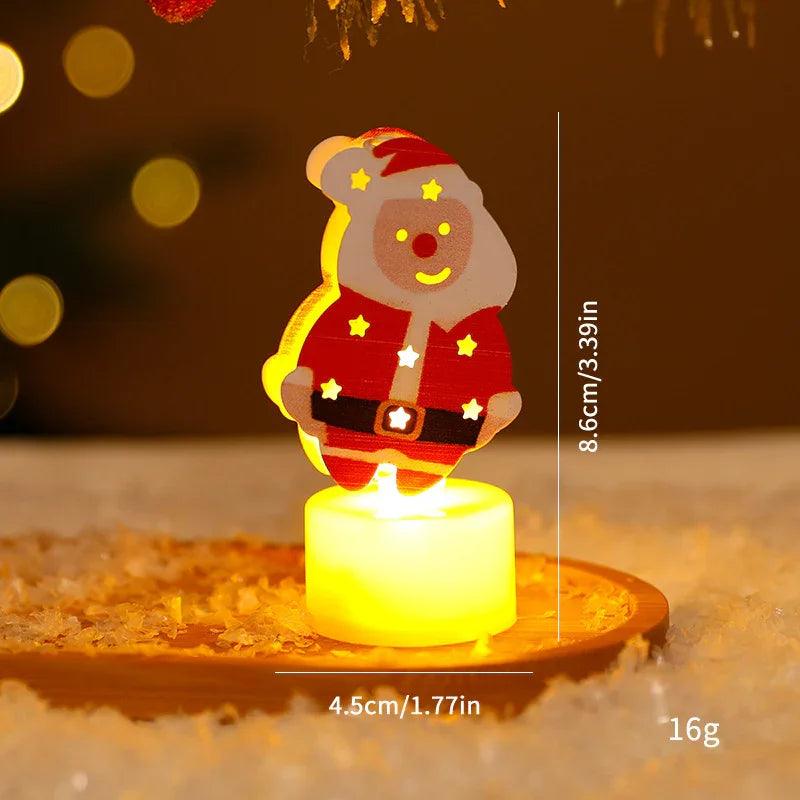 Bougies électroniques LED Lumières Arbres de Noël Père Noël Bonhommes de Neige Bougies Créatives Petites Veilleuses Ornements Décoratifs pour la MaisonEX-STOCK Canada