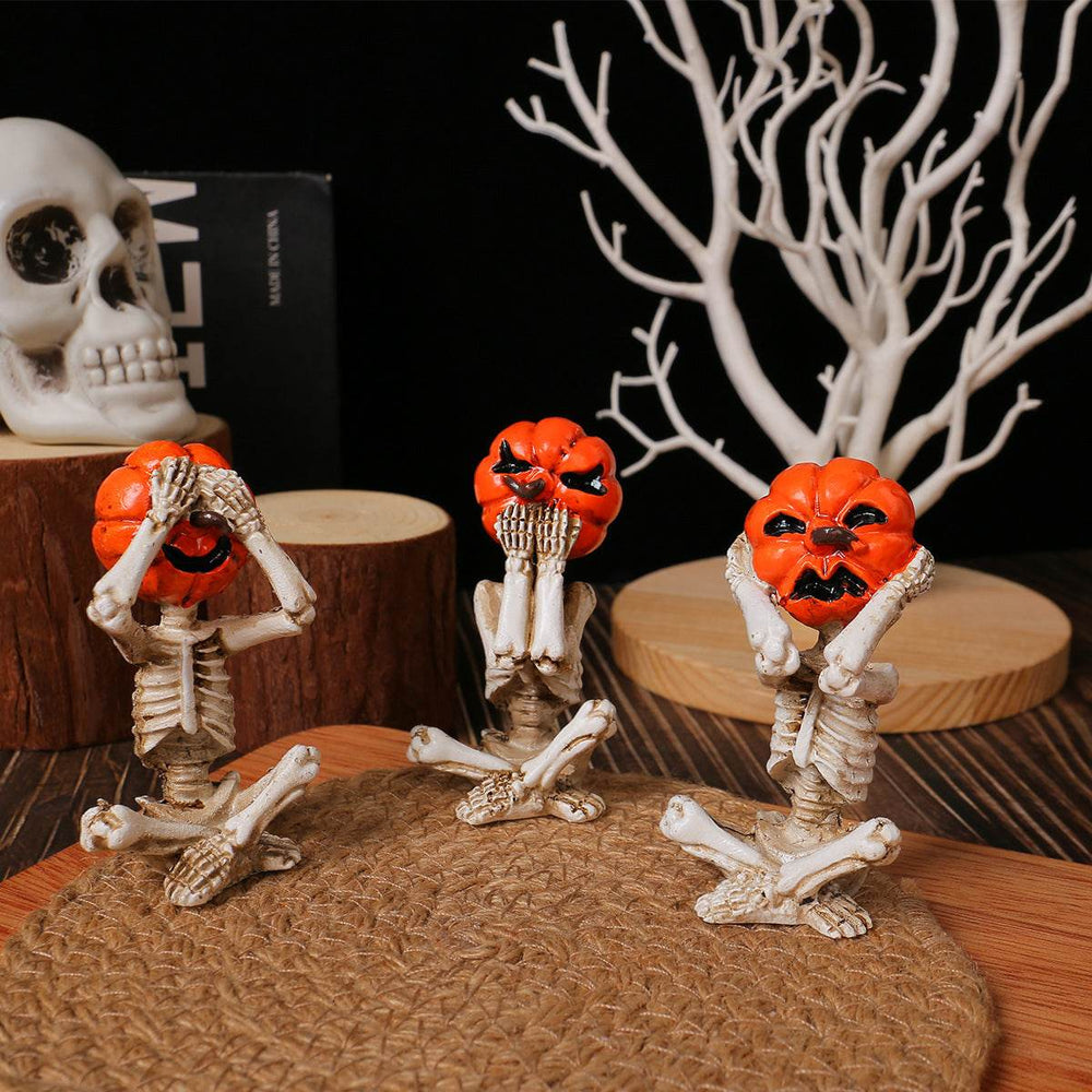Pumpkin Head Skull Doll Ornaments Home Halloween Layout Props - EX-STOCK Canada