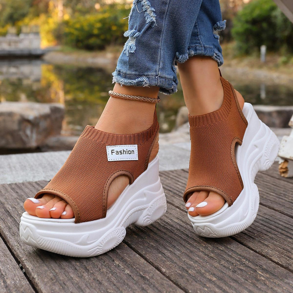 Summer Fishmouth Chunky Wedge Sandals Women's Casual Breathable Footwear Daily Shoes