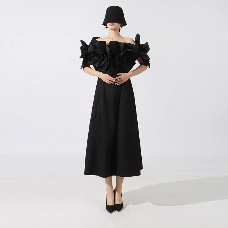 Fashion Heavy Industry Women's Three-dimensional Flower Design Dress EX-STOCK Canada