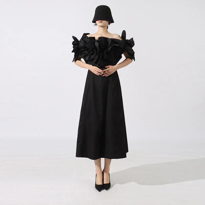 Fashion Heavy Industry Women's Three-dimensional Flower Design Dress EX-STOCK Canada