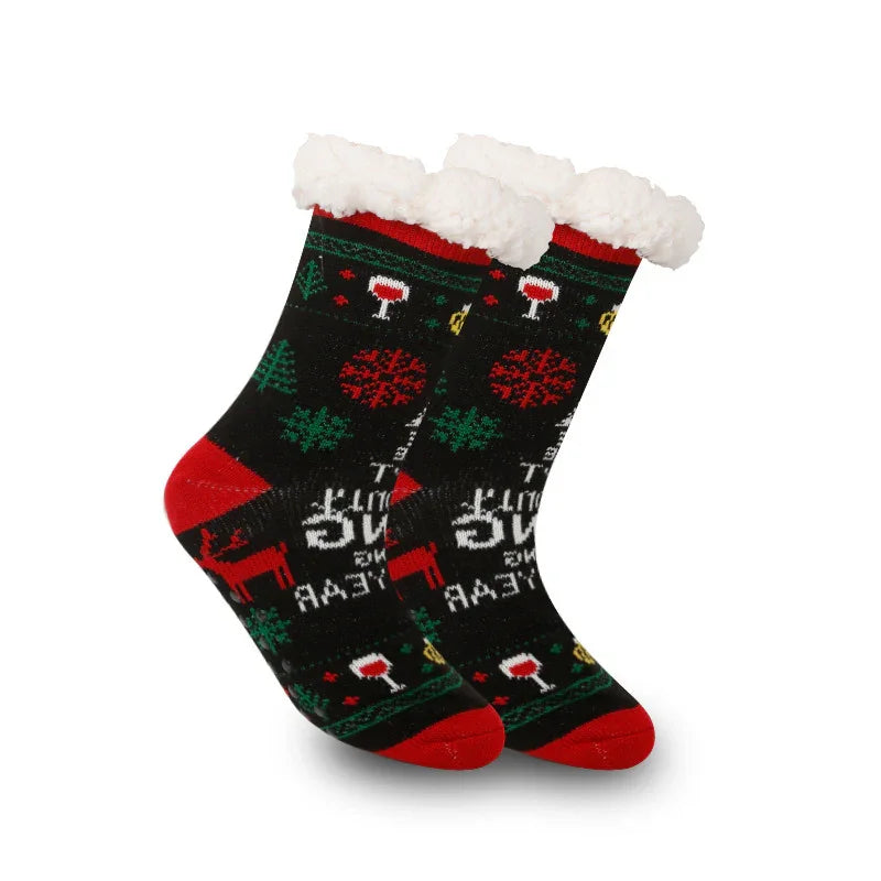 Christmas Women's Thickened Fleece-lined Room Socks EX-STOCK Canada
