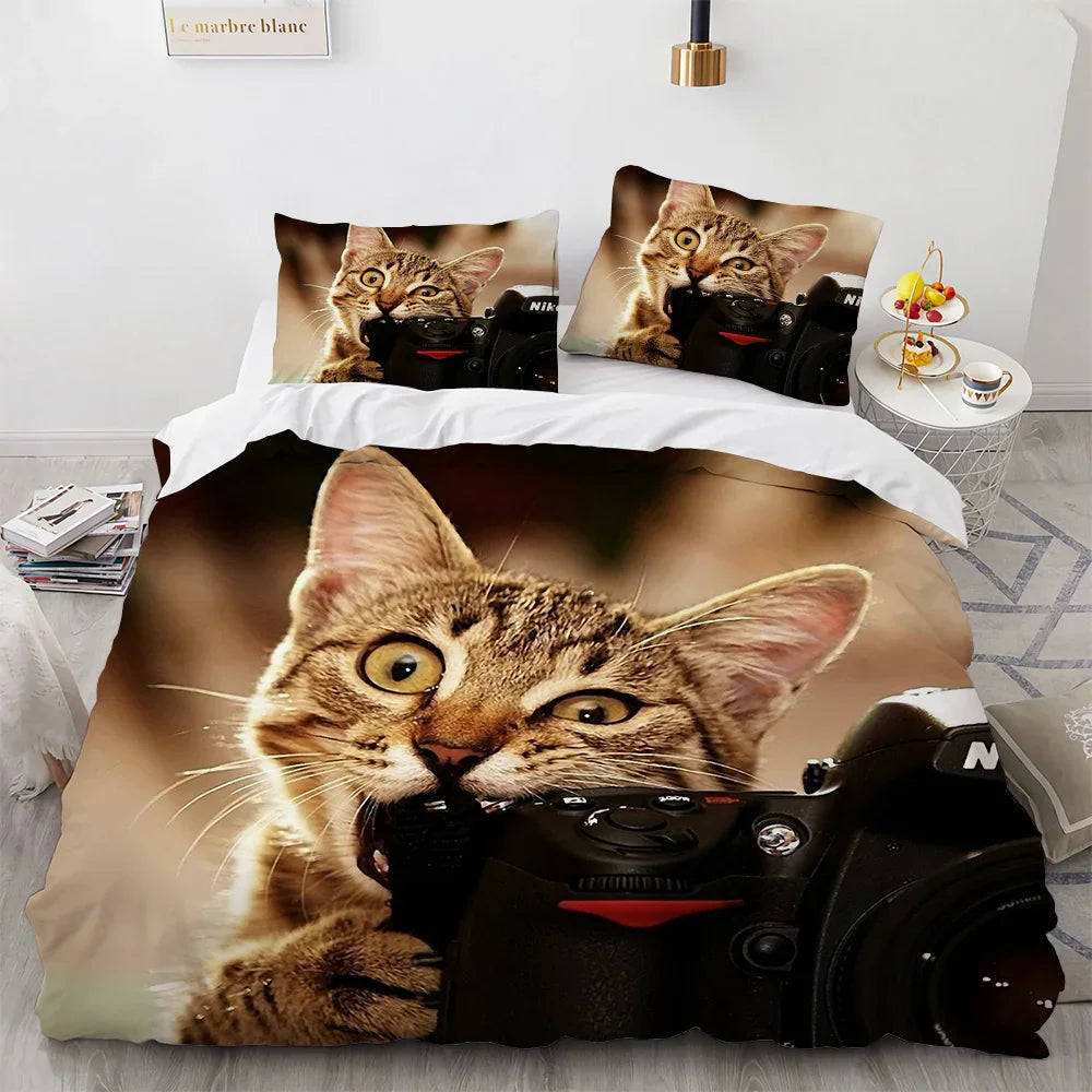White Cute Cat Bedding Set Girl Ladies Bedroom Comfort Duvet Cover EX-STOCK Canada