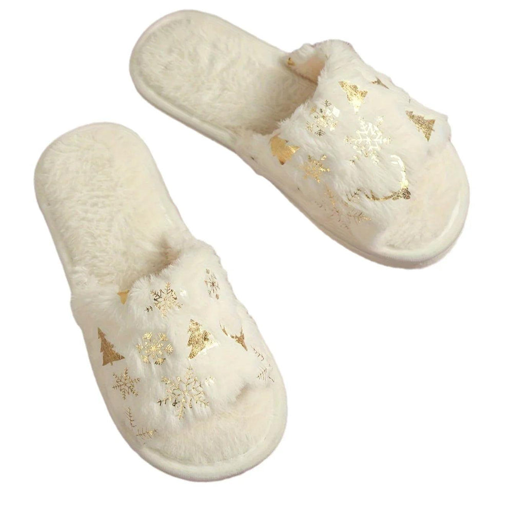Christmas Plush Open Toe Cotton Slippers EX-STOCK Canada