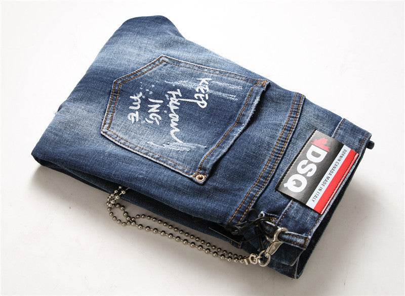 men jeans famous D2 Men slim jeans pants mens denim trousers zipper blue hole Pencil Pants - EX-STOCK Canada