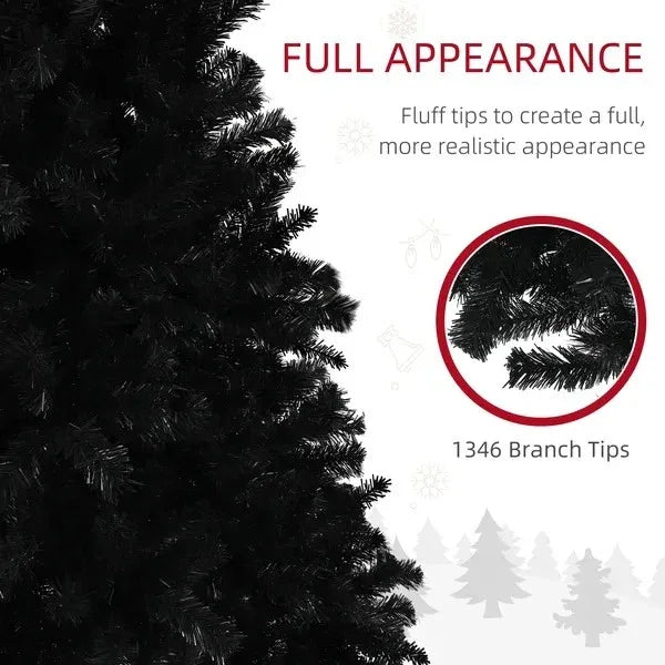 7.5ft Artificial Christmas Trees With Auto Open And Steel Base, Black EX-STOCK Canada