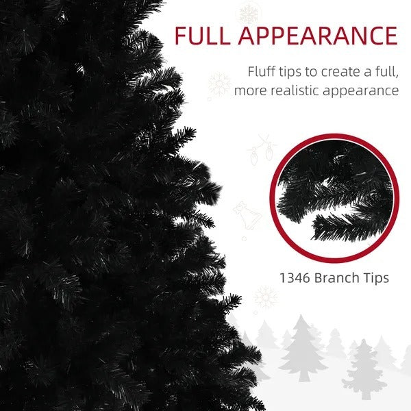 7.5ft Artificial Christmas Trees With Auto Open And Steel Base, Black EX-STOCK Canada