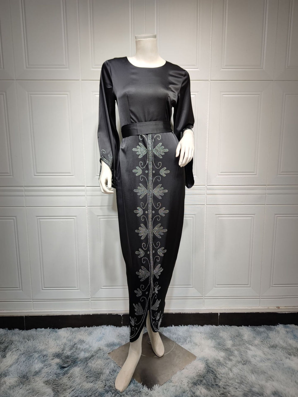 Robe de soirée en satin doux avec diamants, style arabe de Dubaï EX-STOCK Canada