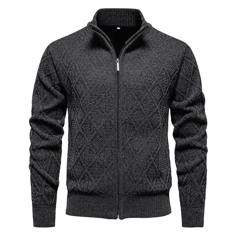 2025 Fall Winter Men Fleece-lined Thick Stand Collar Sweater Cardigan for men - EX-STOCK Canada
