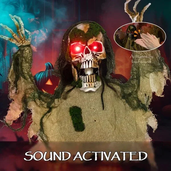 Halloween Animated Skeleton With Glowing LED Eyes, Animatronic Halloween Decorations, Battery Operated EX-STOCK Canada