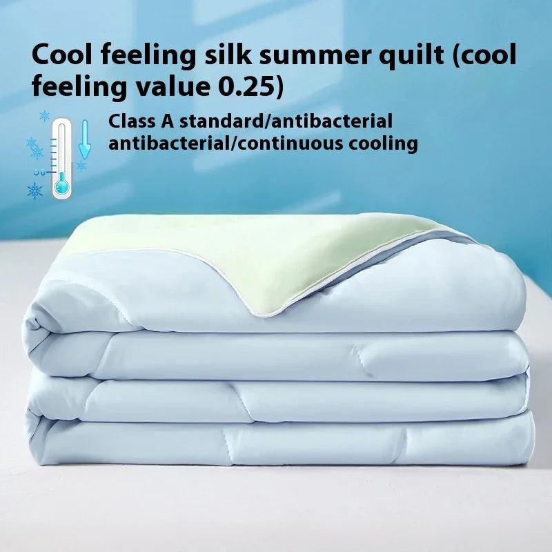Pure Color Cool Silk Summer Blanket Airable Cover Single Double Summer Ice Cream Ice Silk Summer Quilt Machine Washable Thin Duvet EX-STOCK Canada