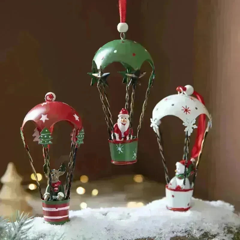 Nordic Iron Christmas Hot Air Balloon Parachute Pendant Creative Decorations Tree Charms Hangings - EX-STOCK CANADA