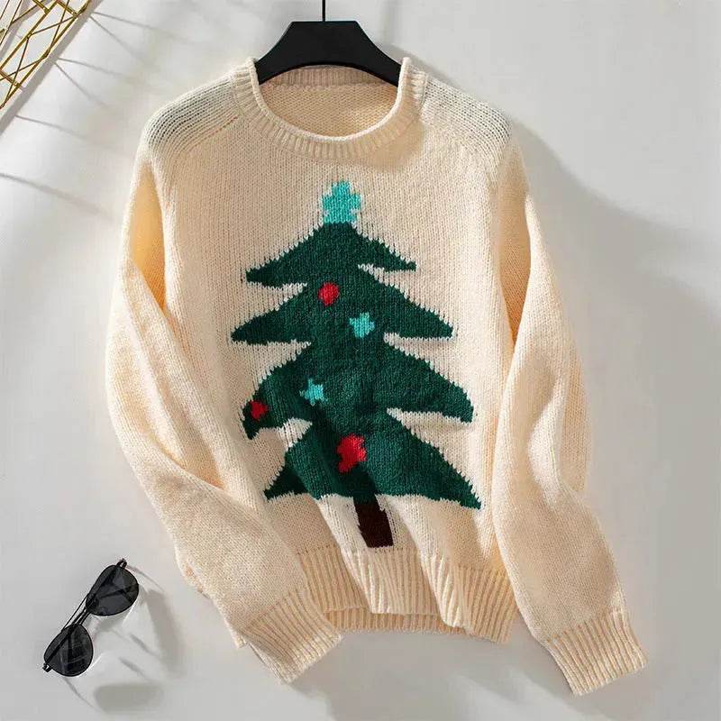 Christmas Tree Pullover Women's Round Neck Loose Sweater - EX-STOCK Canada