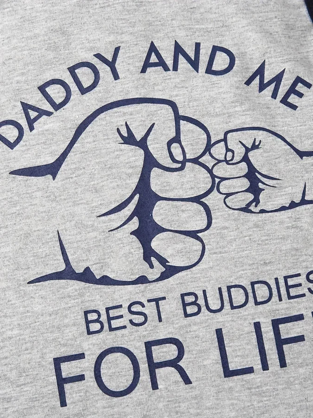 Summer Trendy Boys Letter Fist Print Sleeveless Casual Pants Suit Sleeveless two piece for boys Daddy and me outfit - EX-STOCK Canada