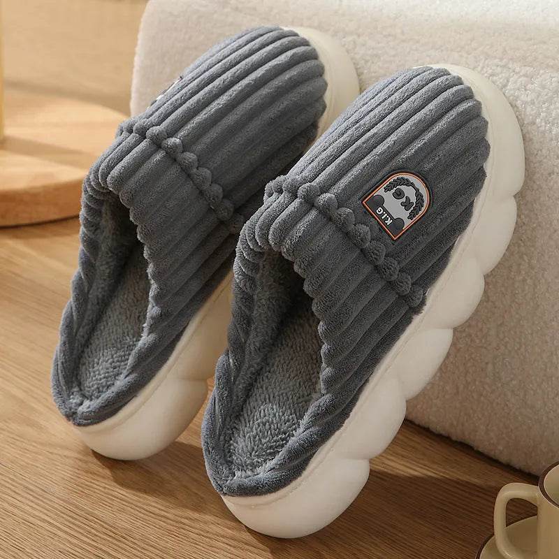 Winter Corduroy Slippers Home Bedroom Floor Plush Shoes Fashion Solid Color Non-slip Slippers For Women Men - EX-STOCK Canada