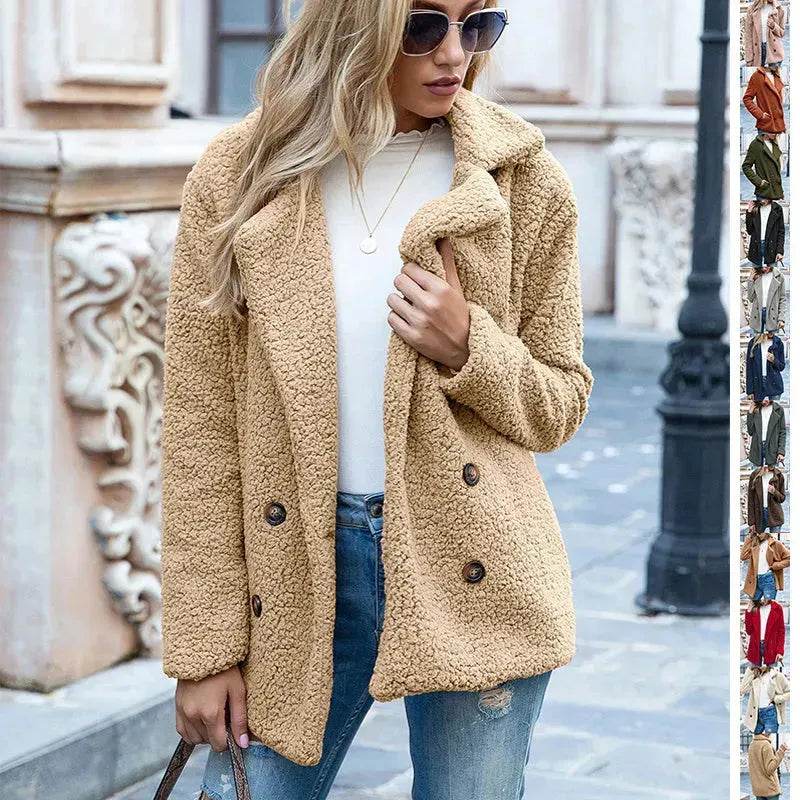 Lapel Winter Fleece Fluffy Jacket Cardigan Sweater for women - EX-STOCK Canada