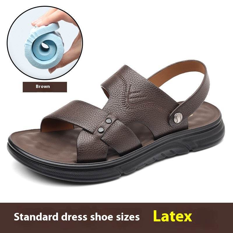 Men's Breathable Genuine Leather Beach Shoes Casual Soft Bottom Middle-aged And Elderly EX-STOCK CANADA