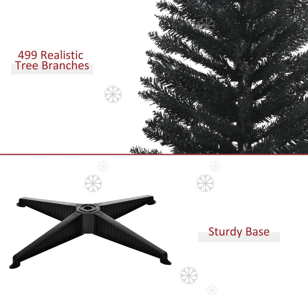 7FT Artificial Christmas Tree, Pencil Christmas Tree With Realistic Branches, Stable Stand, Black EX-STOCK Canada