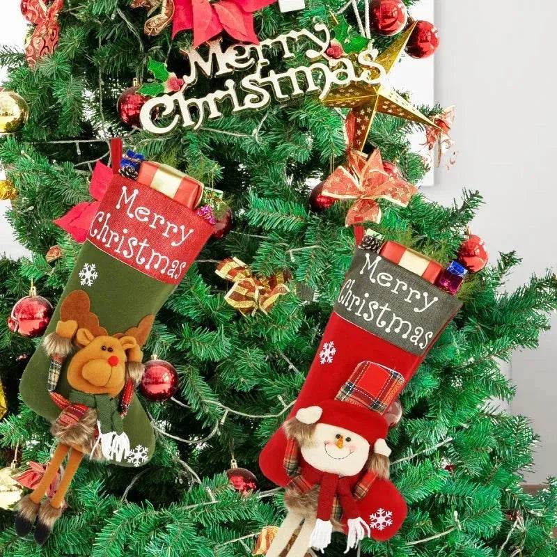 2024 New Year Xmas Big Stockings Set Decorations Christmas 3D Plush Big Sock Christmas Tree Pendant Decorating Supplies - EX-STOCK Canada