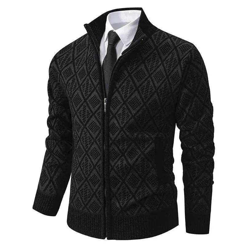 2025 Fall Winter Men Fleece-lined Thick Stand Collar Sweater Cardigan for men - EX-STOCK Canada