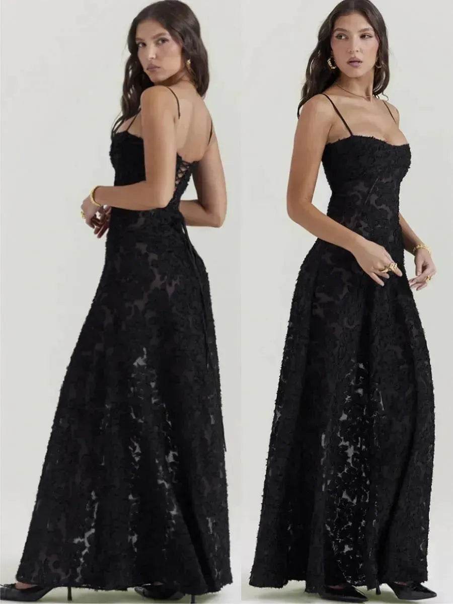 Fashion Suspender Lace Long Dress Summer Strapless Collar Elegant Evening Dresses For Women - EX-STOCK Canada