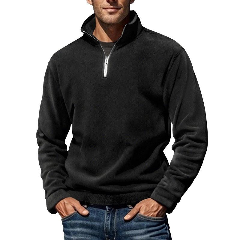 Men's Polar Fleece Top Pure Color Simple Casual Stand Collar Pullover Sweater EX-STOCK Canada
