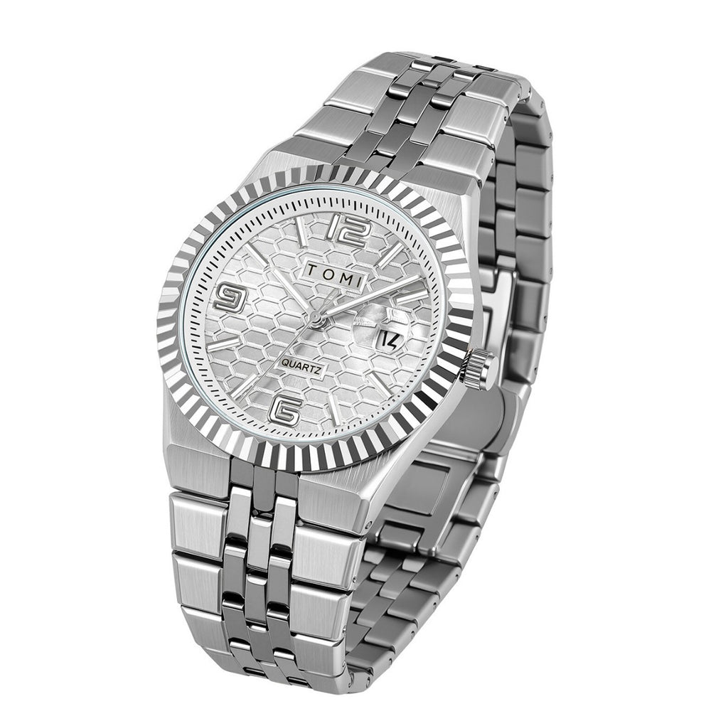 Men's Minimalist Quartz Watch – Classic Silver Dial Wristwatch