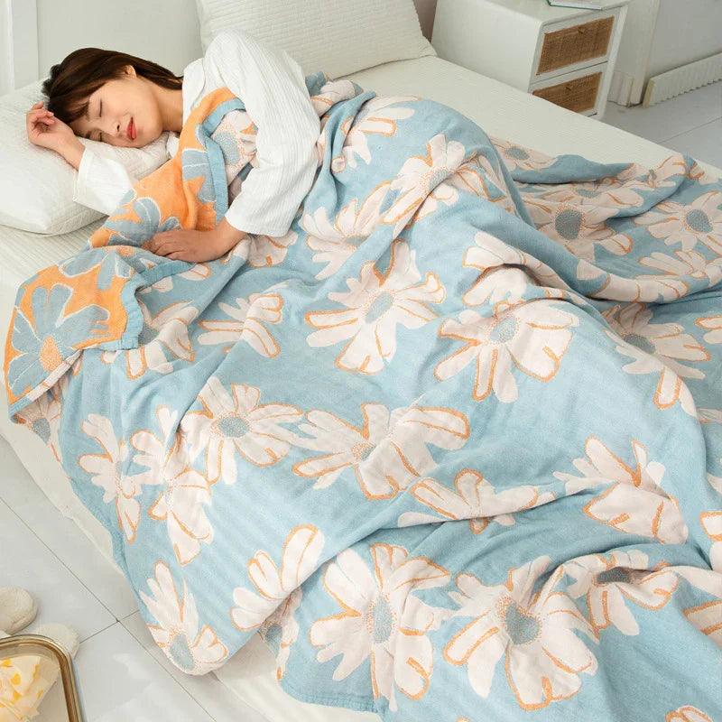 Cotton Four-layer Gauze Towel Blanket Air Conditioning Blanket Thin Duvet EX-STOCK Canada