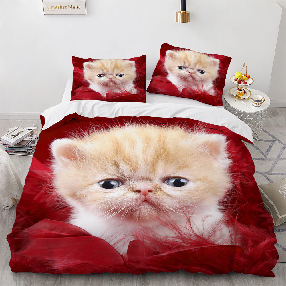 White Cute Cat Bedding Set Girl Ladies Bedroom Comfort Duvet Cover EX-STOCK Canada