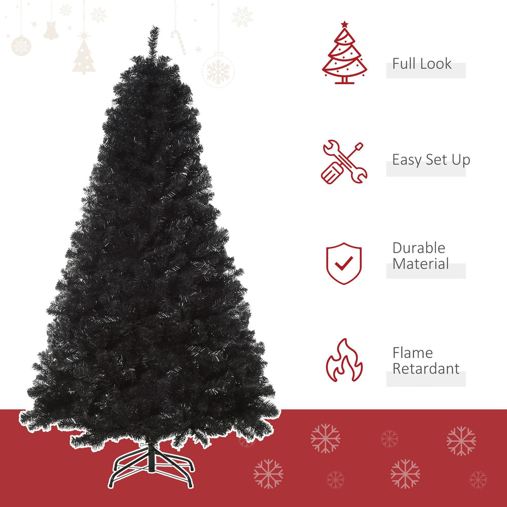 6ft Artificial Christmas Tree Unlit Douglas Fir With Realistic Branch Tips, Black Halloween Style EX-STOCK Canada