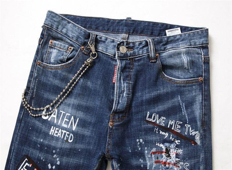 men jeans famous D2 Men slim jeans pants mens denim trousers zipper blue hole Pencil Pants - EX-STOCK Canada