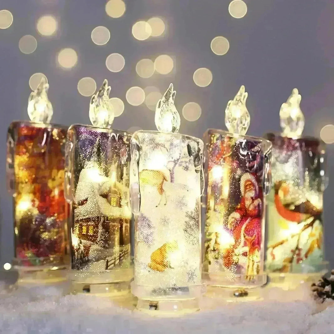 Christmas Transparent Electronic Flameless Candles Decorative Gifts - EX-STOCK CANADA