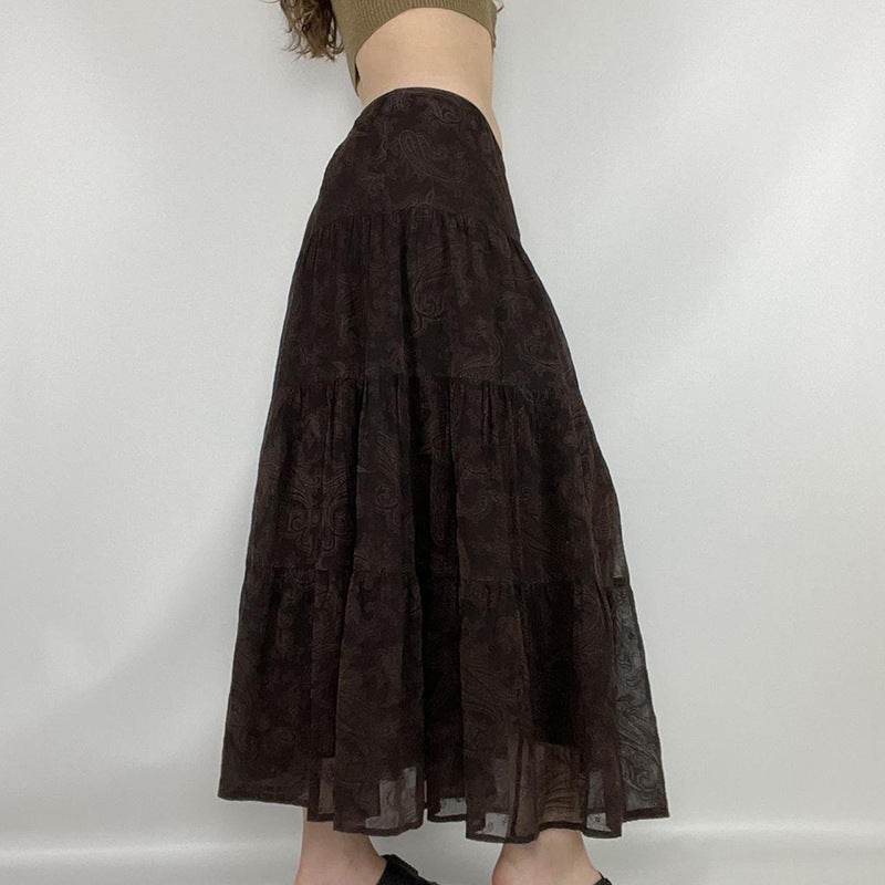 Retro Paisley Printed Skirt Women's Low Waist Midi skirt - EX-STOCK Canada