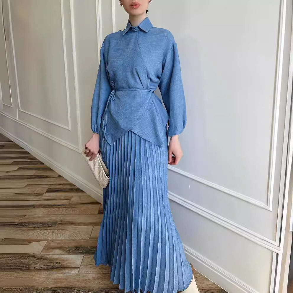 Nouvelle jupe plissée élégante pour femme musulmane avec haut noué - EX-STOCK Canada