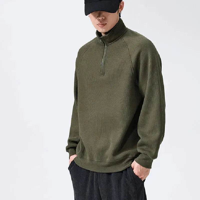 Autumn Winter half zip Stand-collar Fleece Sweatshirt Pullover tops for men - EX-STOCK Canada