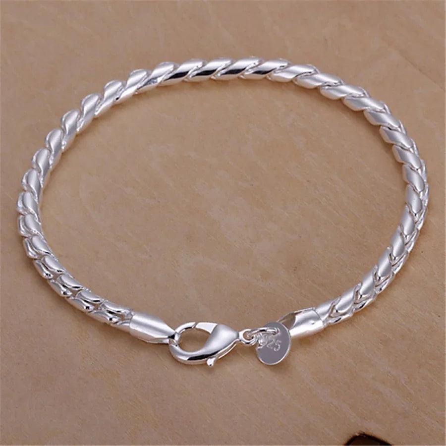 925 Silver Plated Fashion Solid Round Snake Bracelet EX-STOCK Canada