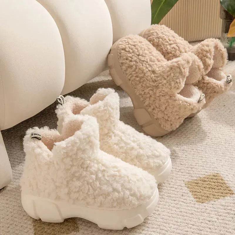 Winter Cashmere Snown Boots With 6cm Platform Warm Plus Velvet High-top Fleece Cotton Shoes Women Outdoor Indoor House Plush Shoes - EX-STOCK Canada
