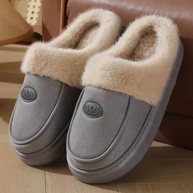 Winter Plush Slippers For Men Casual All-match Warm Suede House Shoes Indoor Non-slip Floor Bedroom Slipper - EX-STOCK Canada