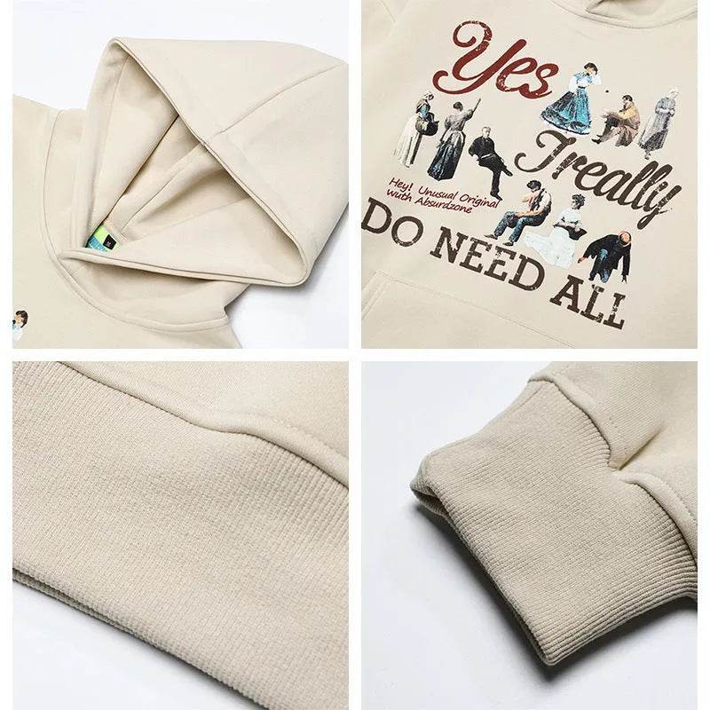 American Retro Washed Distressed Cartoon Letter Print Pullover Hoodie Sweatshirt - EX-STOCK Canada