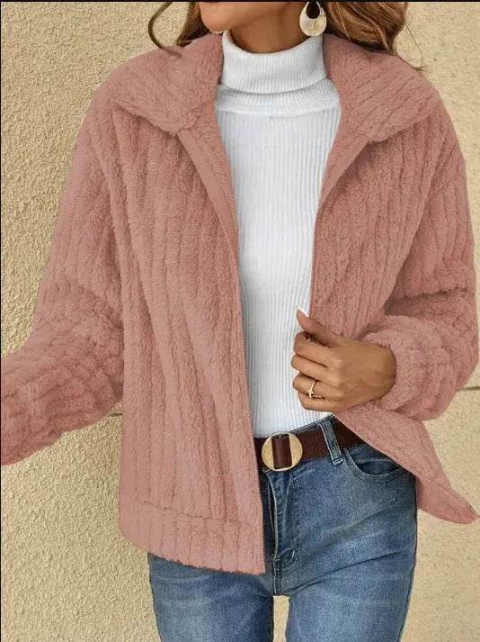 Fall Winter Casual Women Thick Fleece sherpa Lapel Cardigan sweater Jacket - EX-STOCK Canada